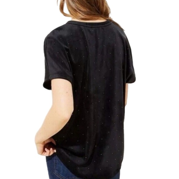 Ann Taylor LOFT Black Blouse Sz Small Velvet Top Sparkle Studs V Neck NWT $ 44 - Picture 8 of 8